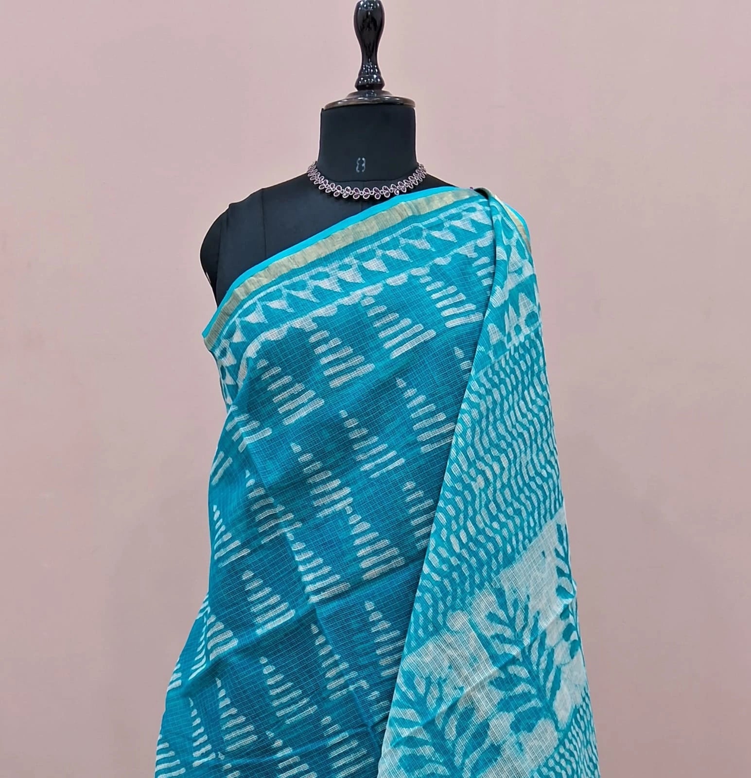 Sky Blue Cotton Kota Saree 1
