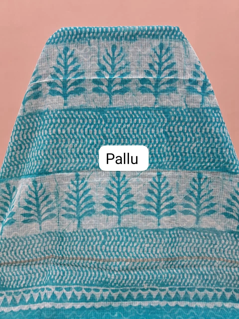 Sky Blue Cotton Kota Saree pallu