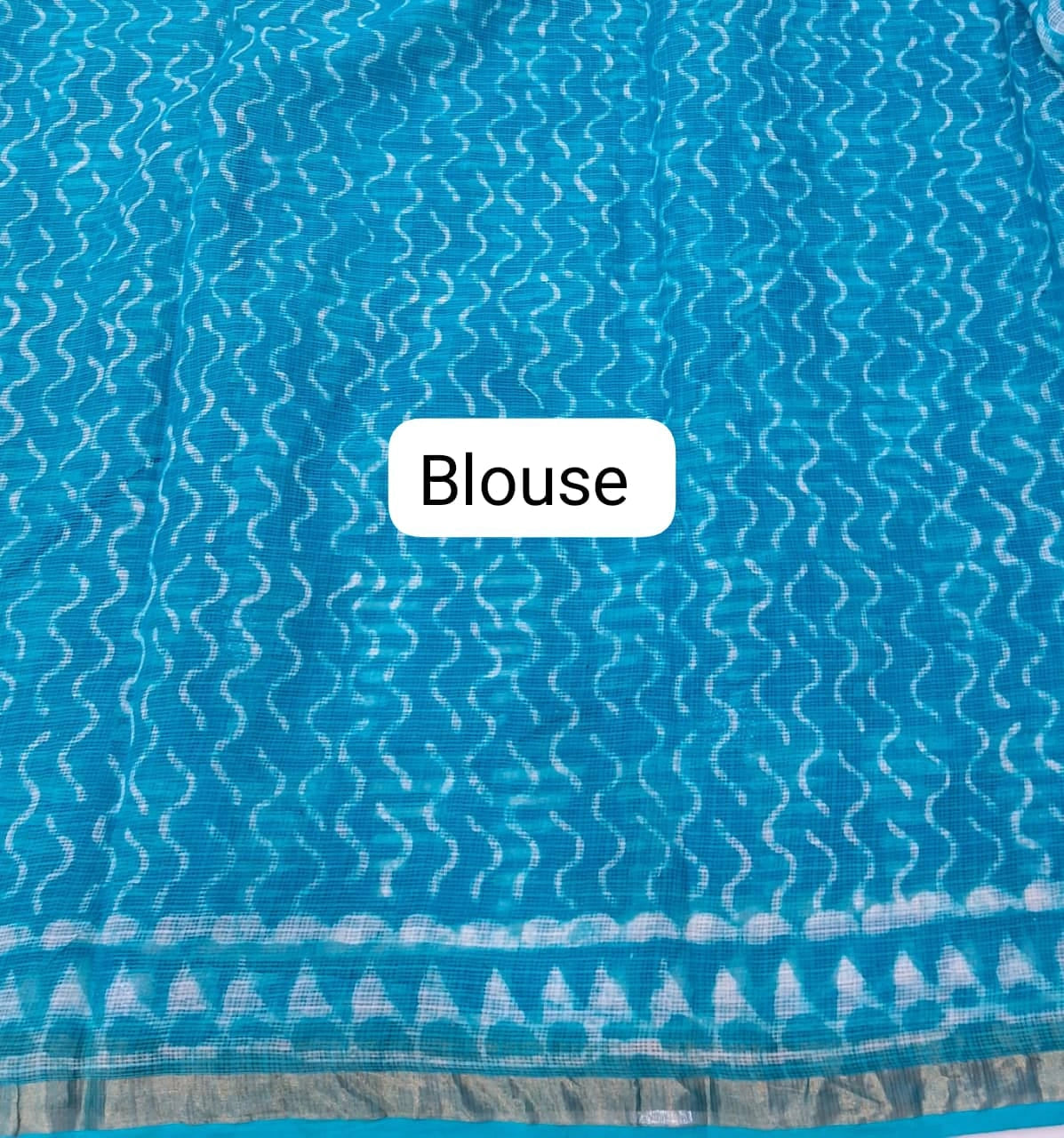 Sky Blue Cotton Kota Saree Blouse