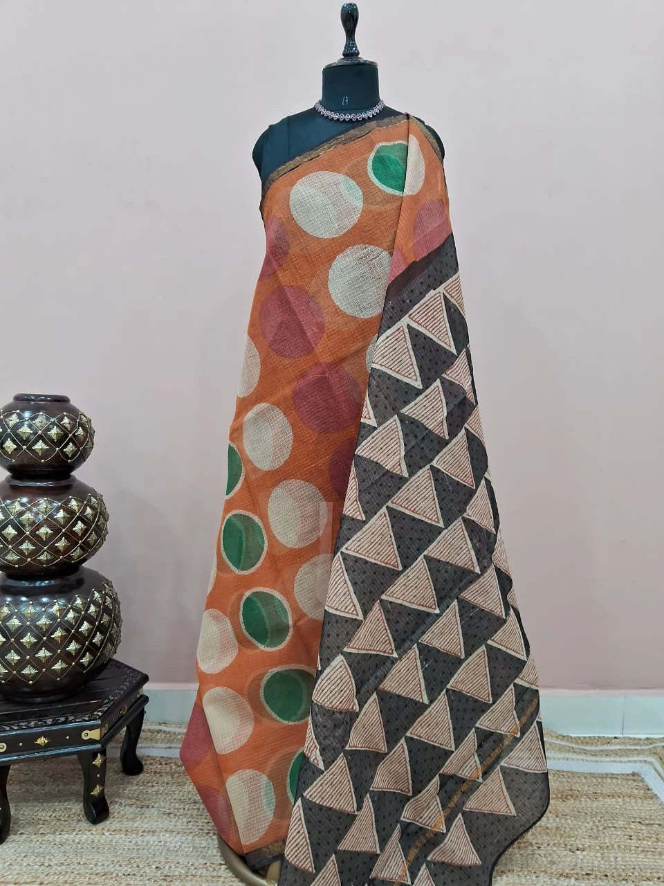 Orange Cotton Kota Saree