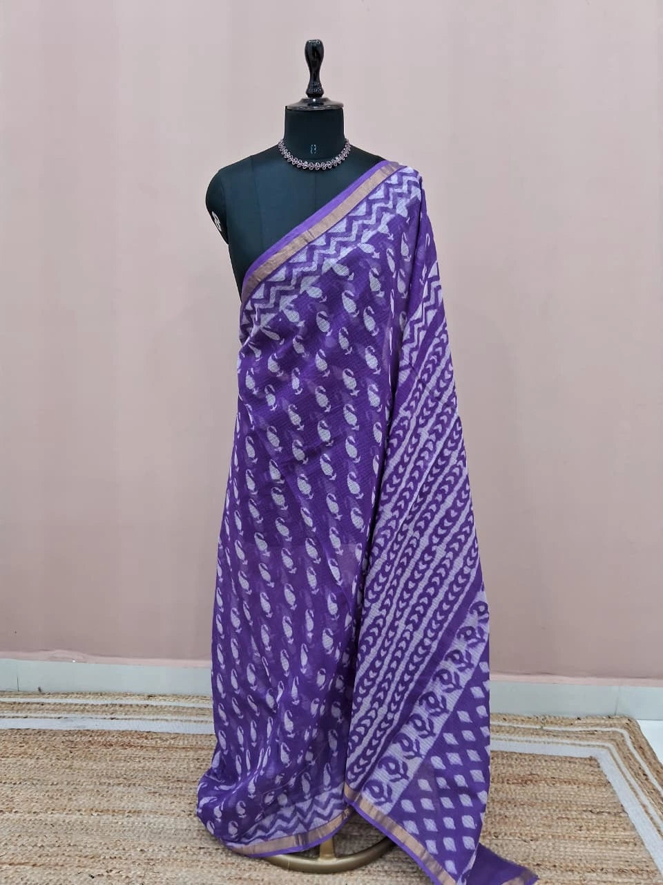 Purple Cotton Kota Saree 