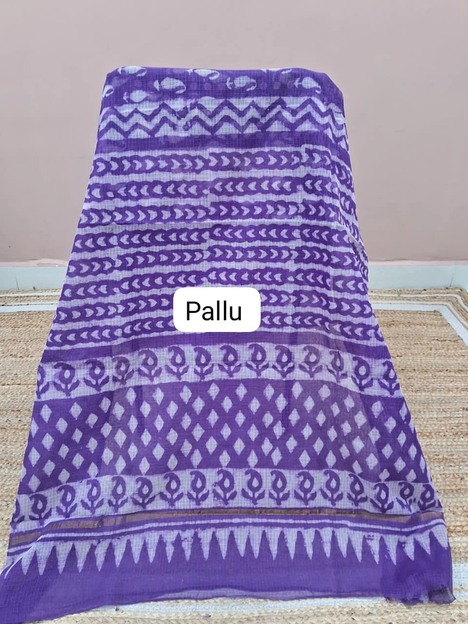 Purple Cotton Kota Saree pallu