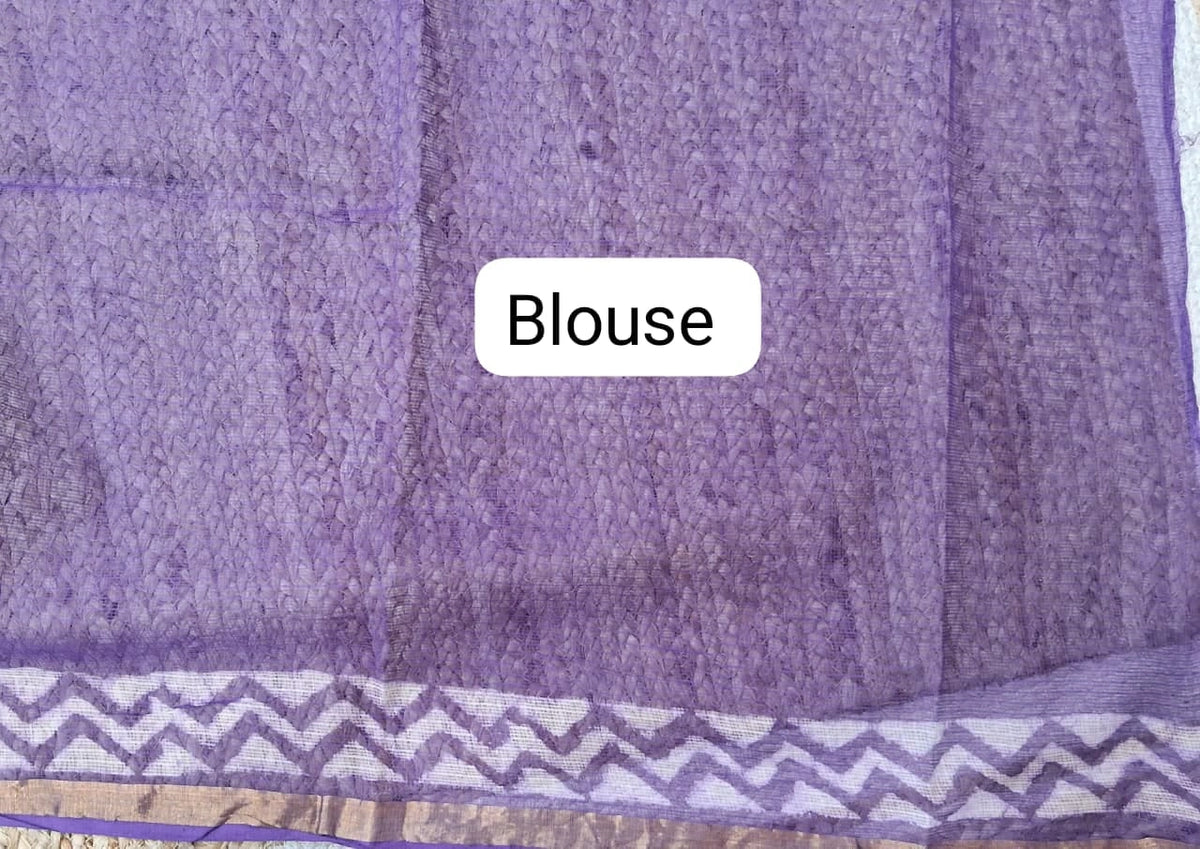 Purple Cotton Kota Saree Blouse