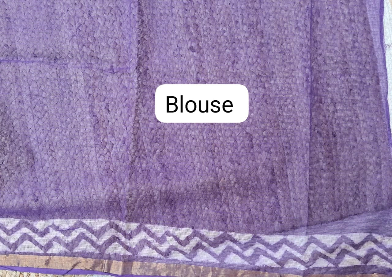 Purple Cotton Kota Saree Blouse