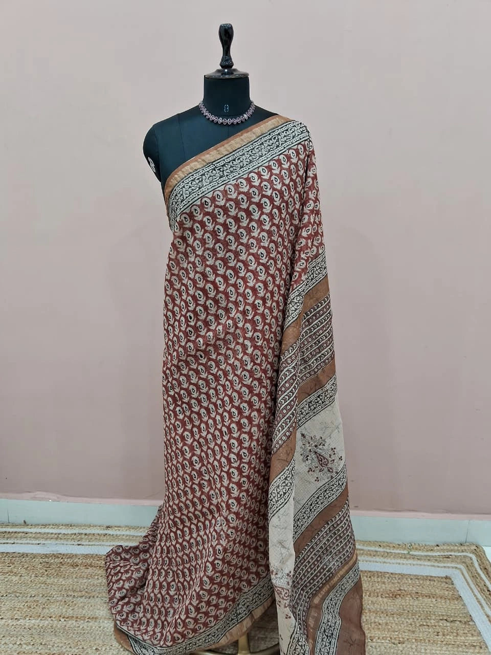 Rust Red Cotton Kota Saree