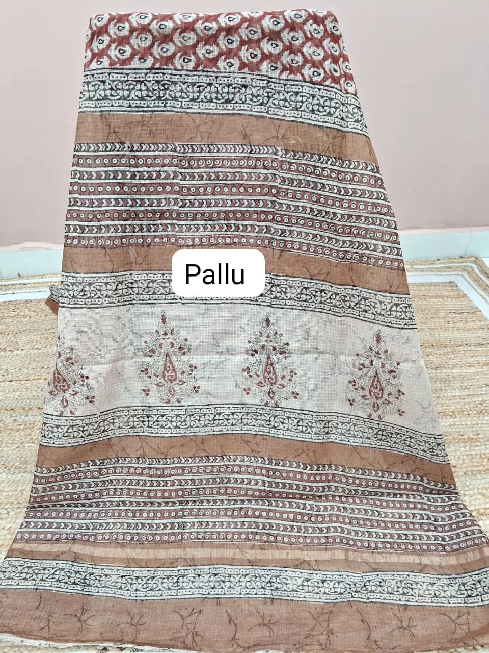Rust Red Cotton Kota Saree pallu