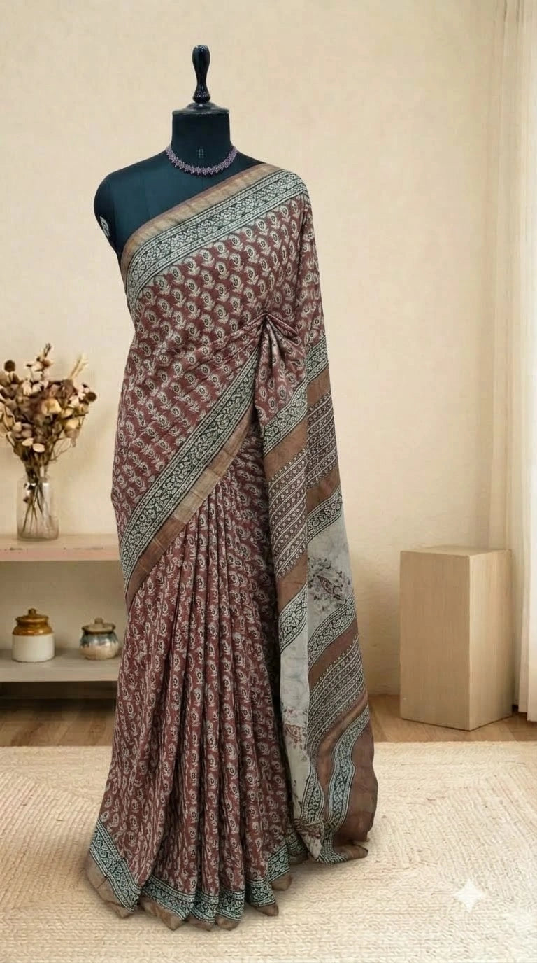 Rust Red Cotton Kota Saree