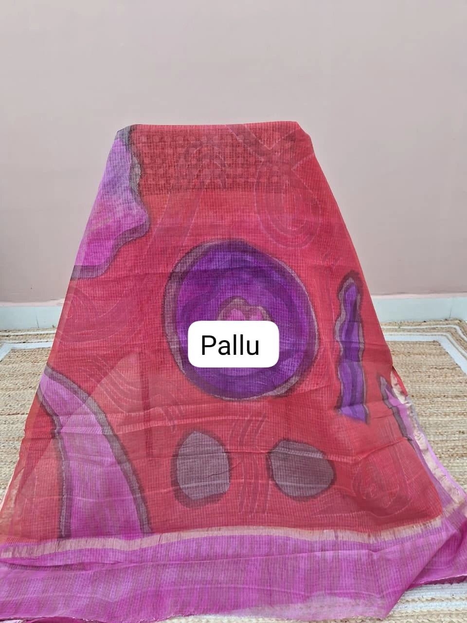Brick Pink Cotton Kota Saree Pallu