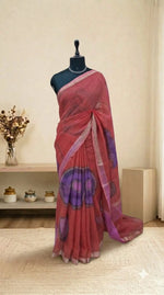 Brick Pink Cotton Kota Saree