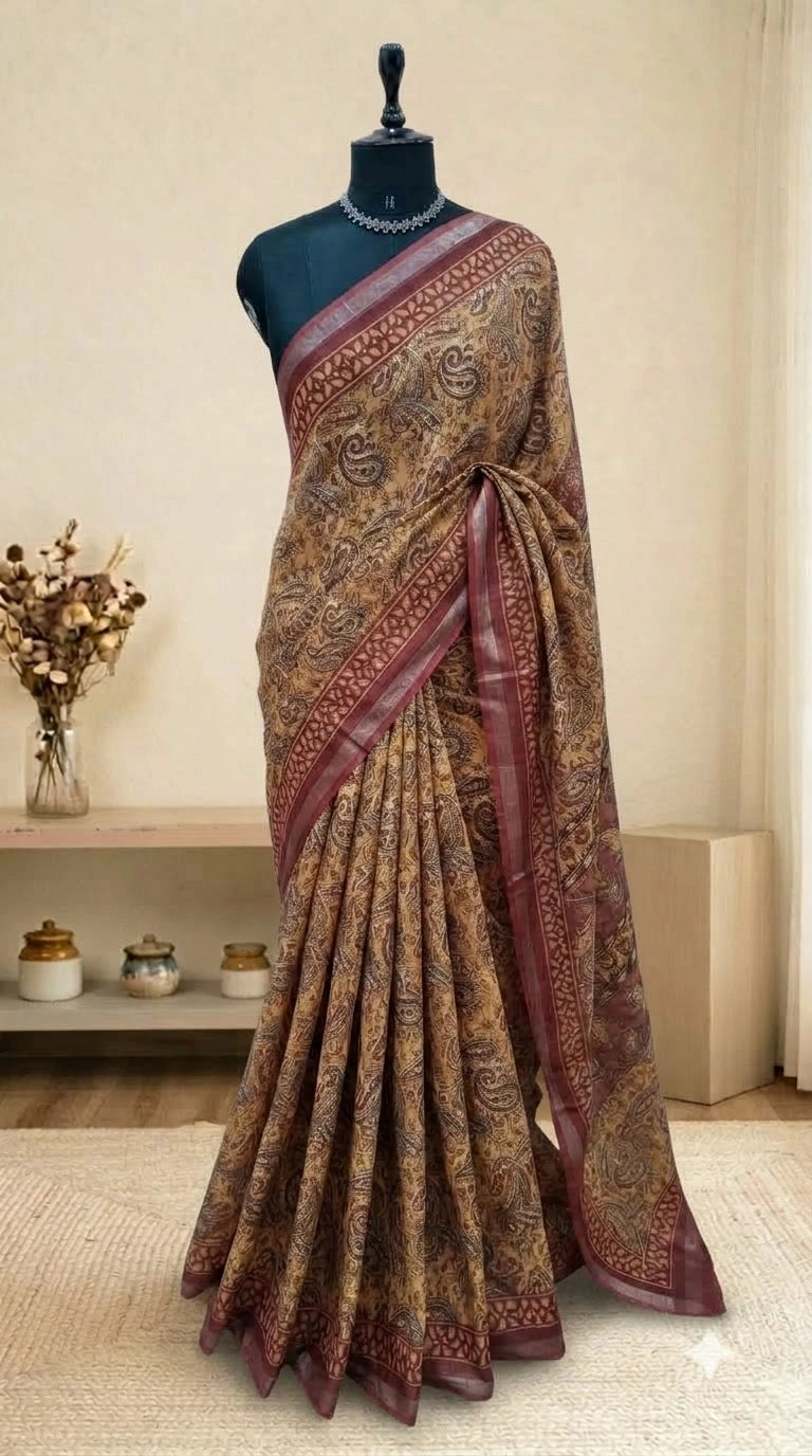 Golden Yellow Cotton Kota Saree
