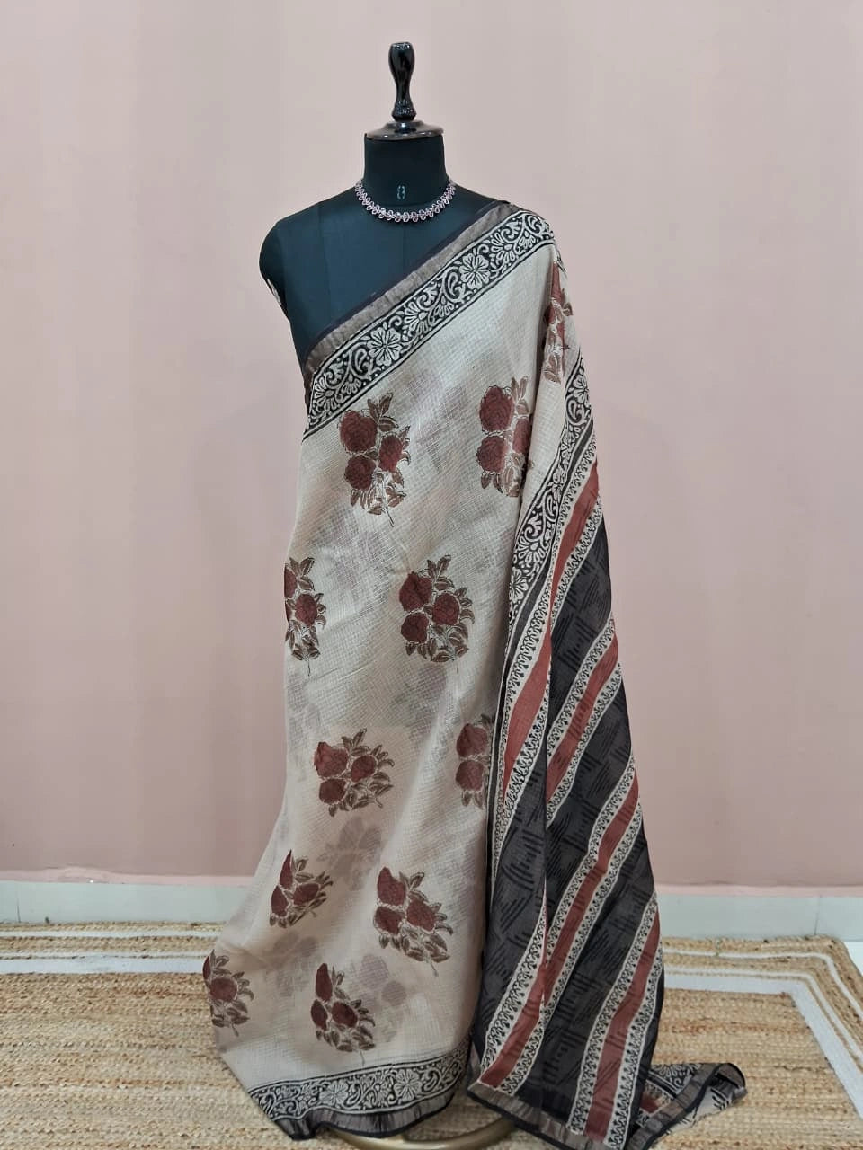 Off-White Cotton Kota Saree