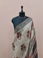 Off-White Cotton Kota Saree 1