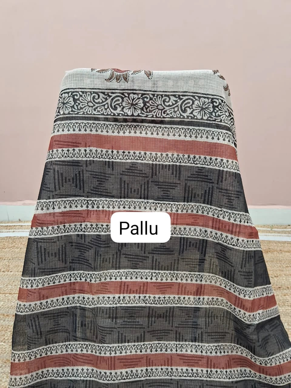 Off-White Cotton Kota Saree Pallu