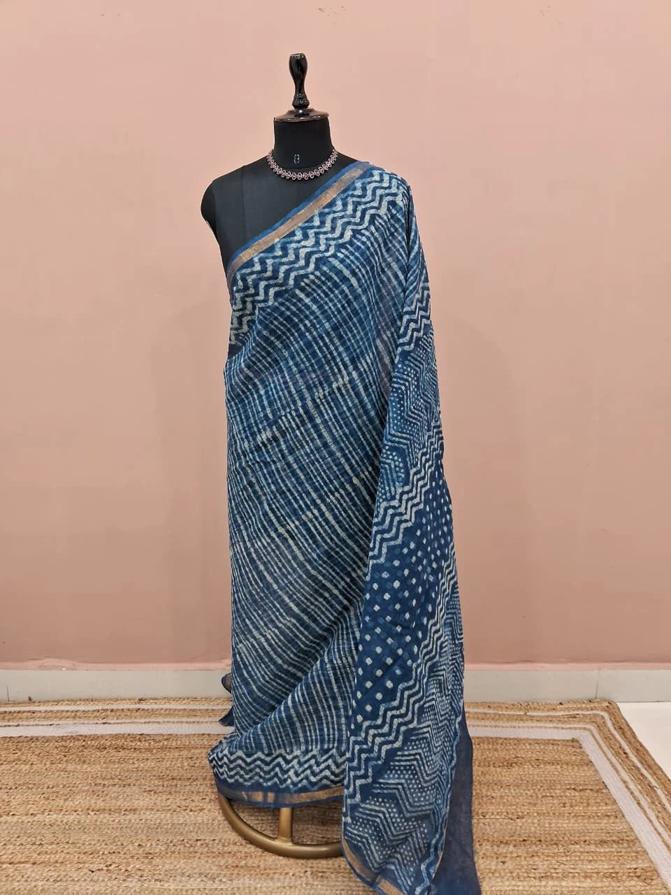 Indigo Blue Cotton Kota Saree