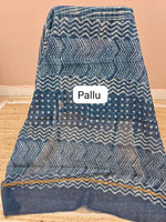 Indigo Blue Cotton Kota Saree pallu