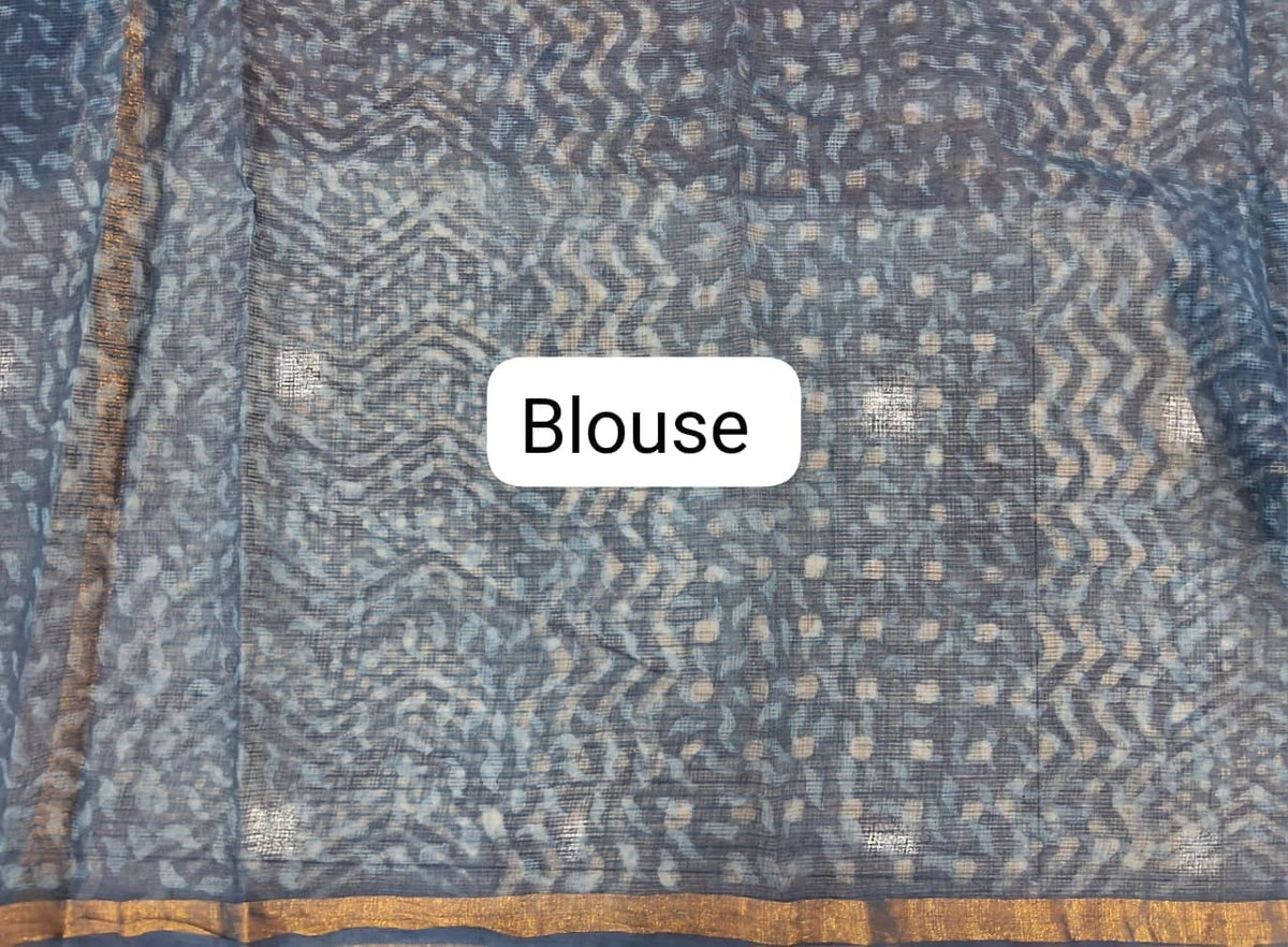 Indigo Blue Cotton Kota Saree Blouse
