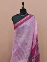 White & Pink Cotton Kota Saree 1