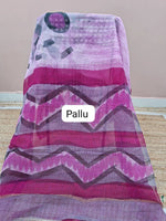 White & Pink Cotton Kota Saree Pallu