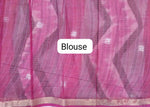 White & Pink Cotton Kota Saree Blouse