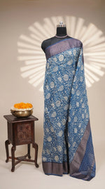 Festive Radiance Indigo Blue Chanderi Saree