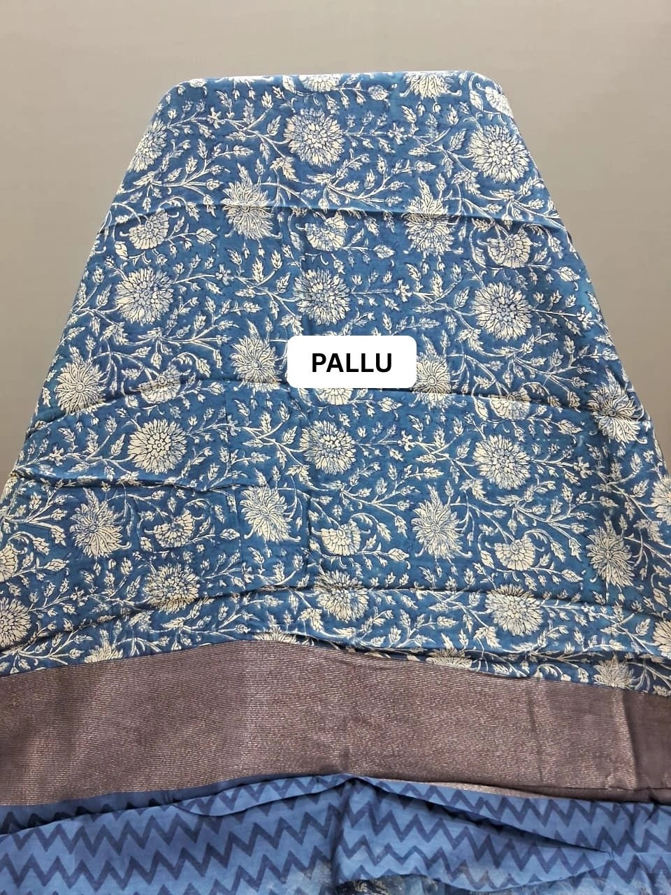 Radiant Indigo Blue Chanderi Saree pallu