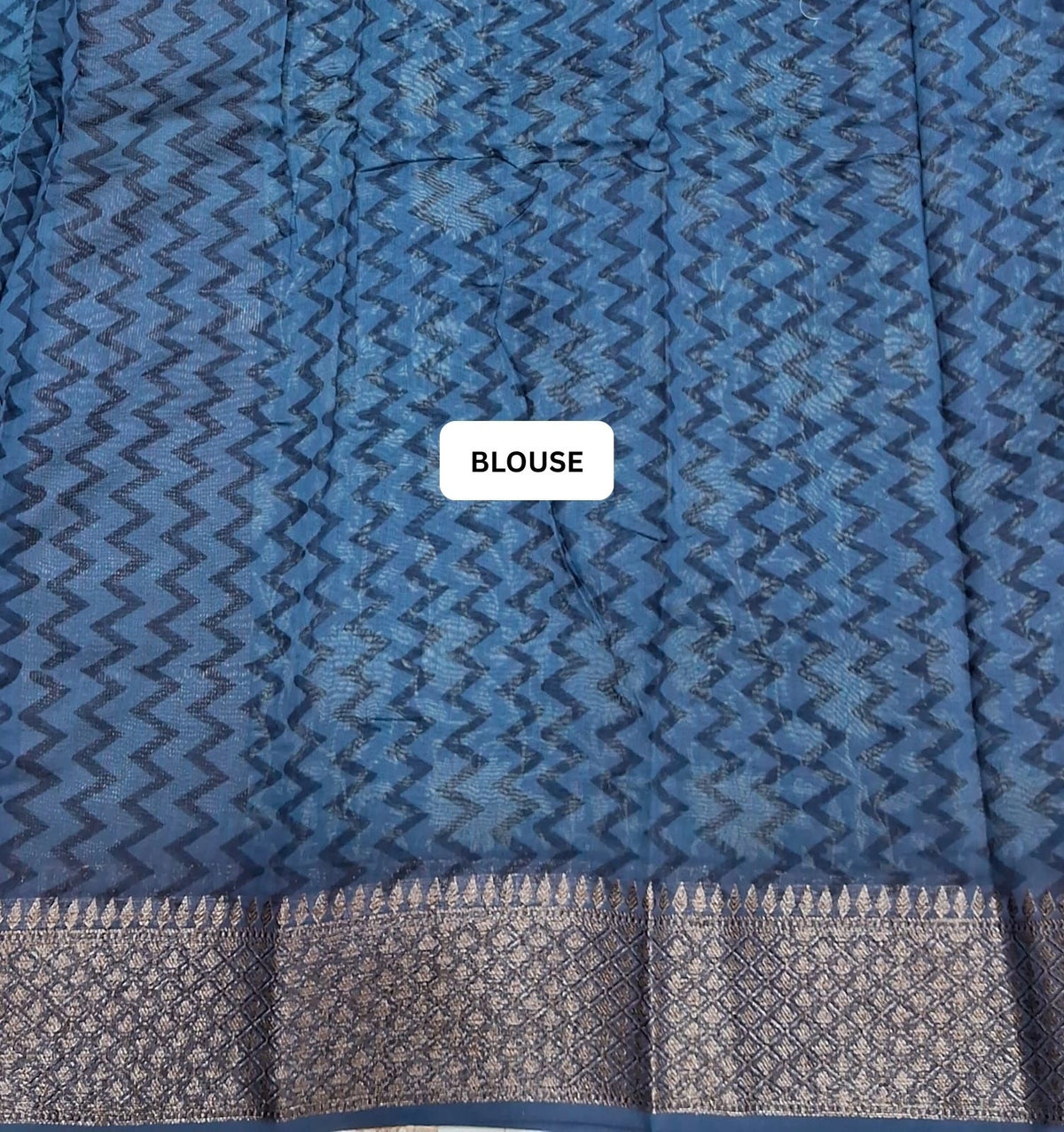 Radiant Indigo Blue Chanderi Saree blouse