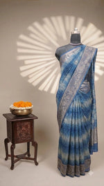 Elegant Indigo Blue Chanderi Saree