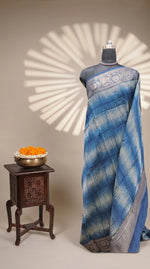 Elegant Indigo Blue Chanderi Saree