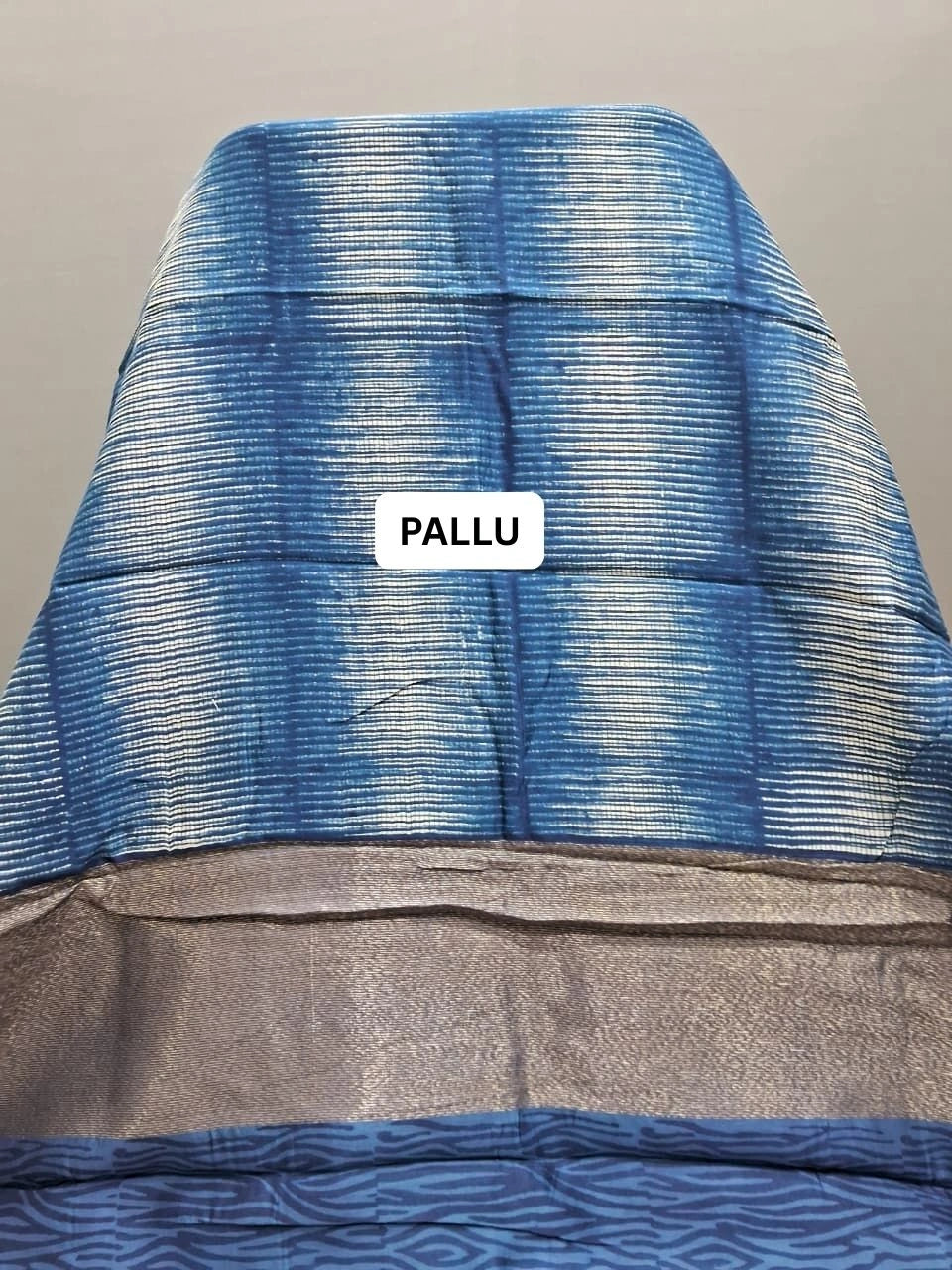 Elegant Indigo Blue Chanderi Saree pallu