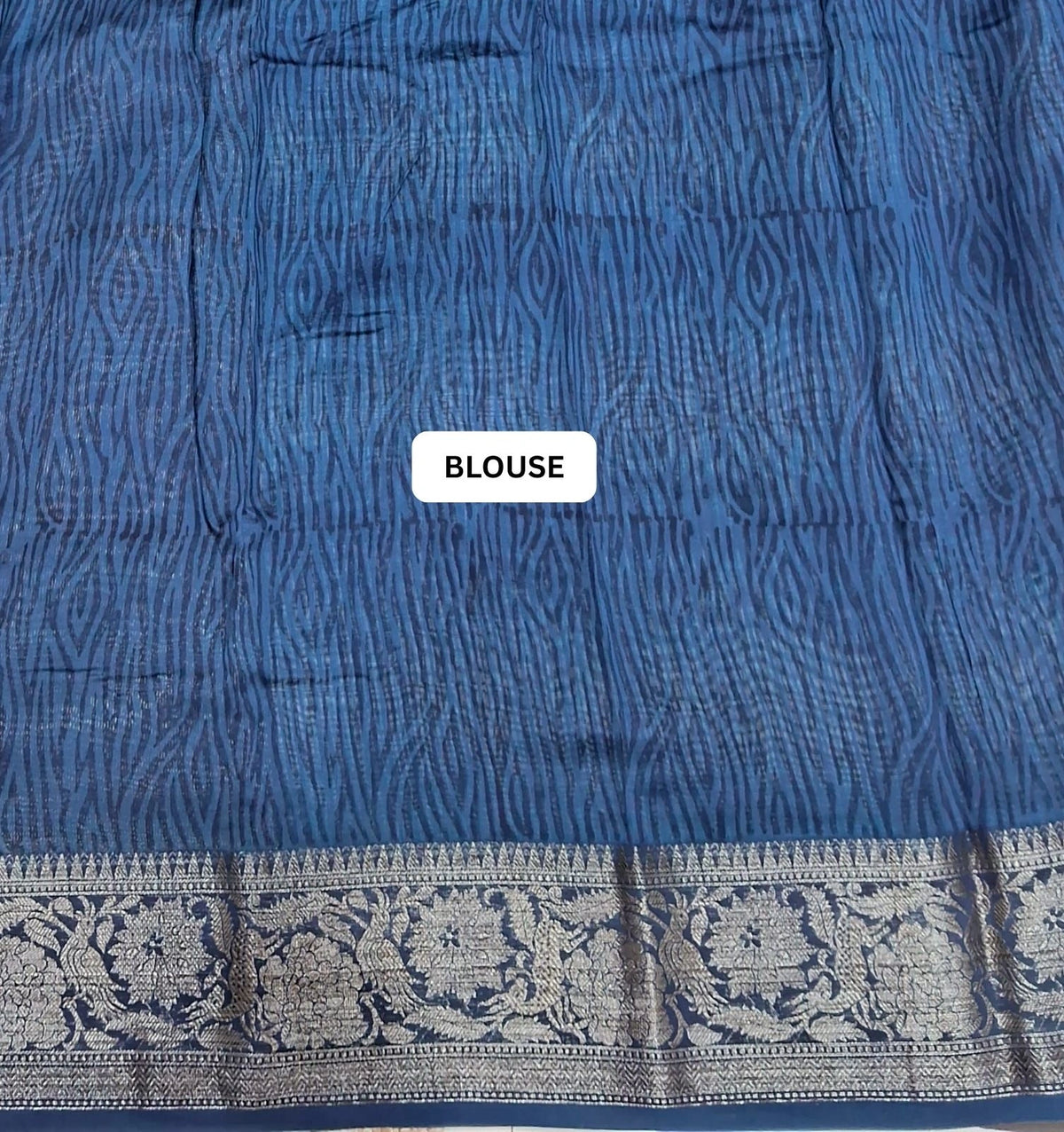 Elegant Indigo Blue Chanderi Saree blouse