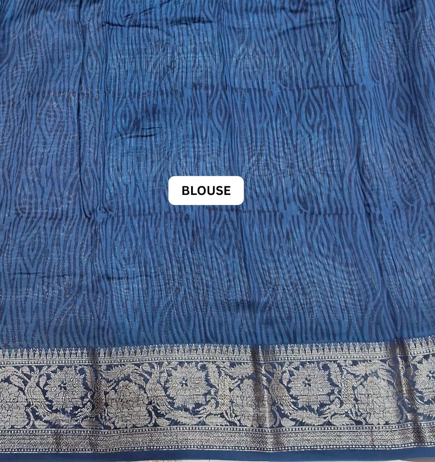 Elegant Indigo Blue Chanderi Saree blouse