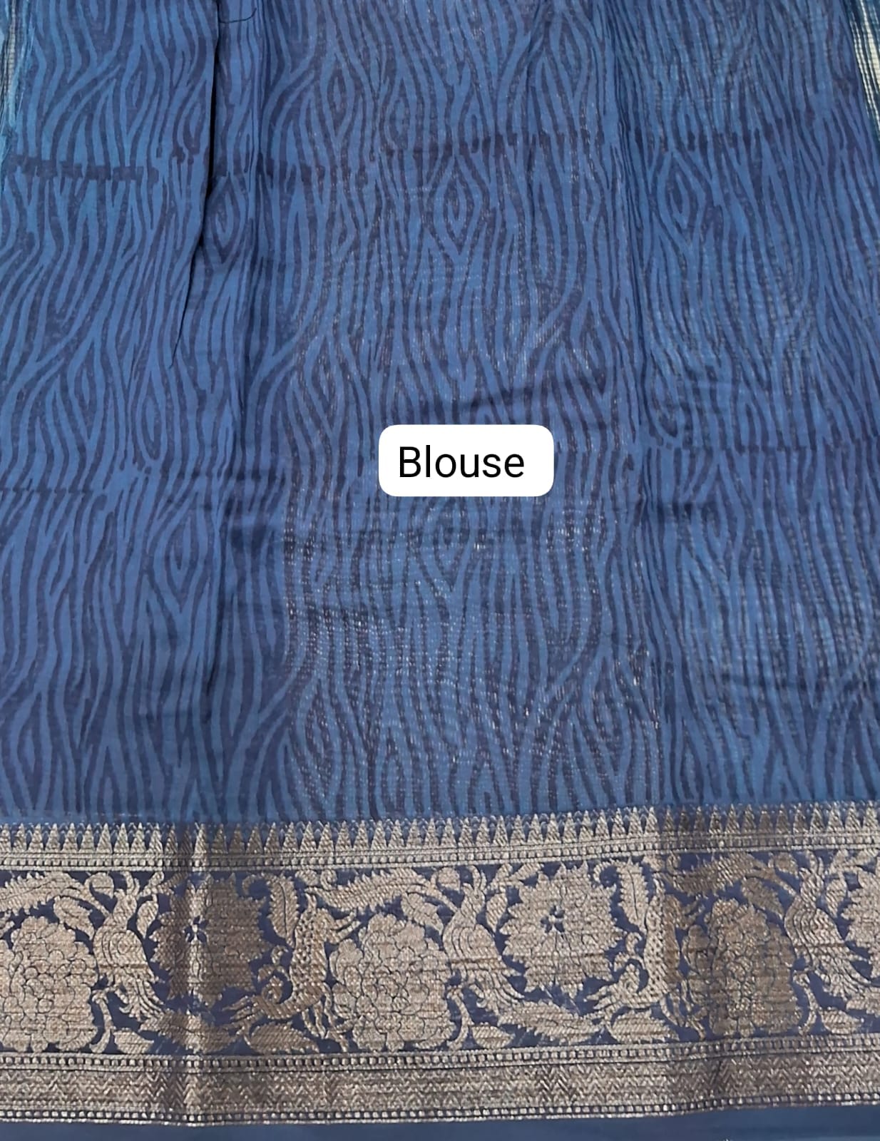 Indigo Blue Chandheri Saree Blouse