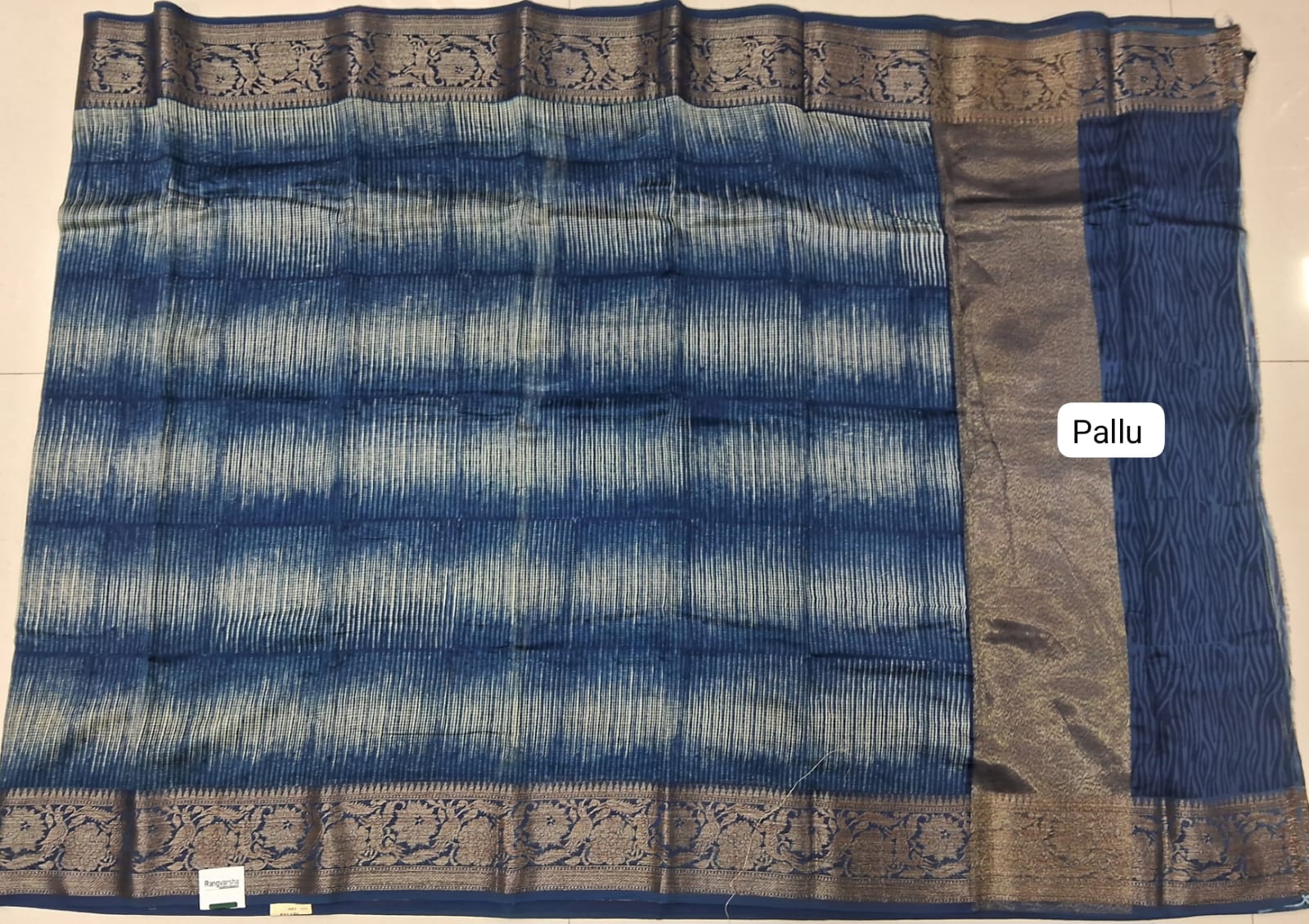 Indigo Blue Chandheri Saree Pallu