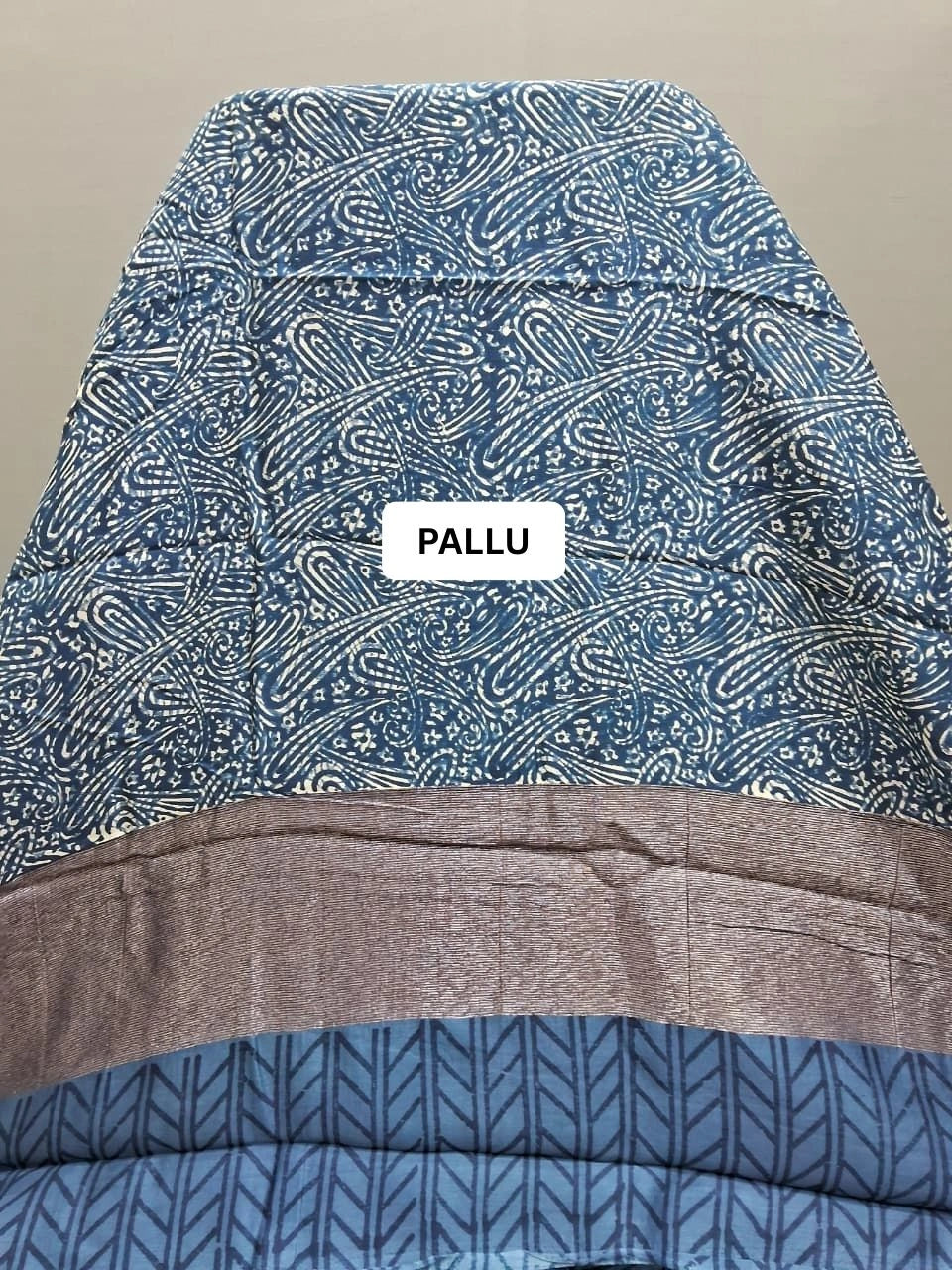 Luxury festive Indigo Blue Chanderi Saree pallu