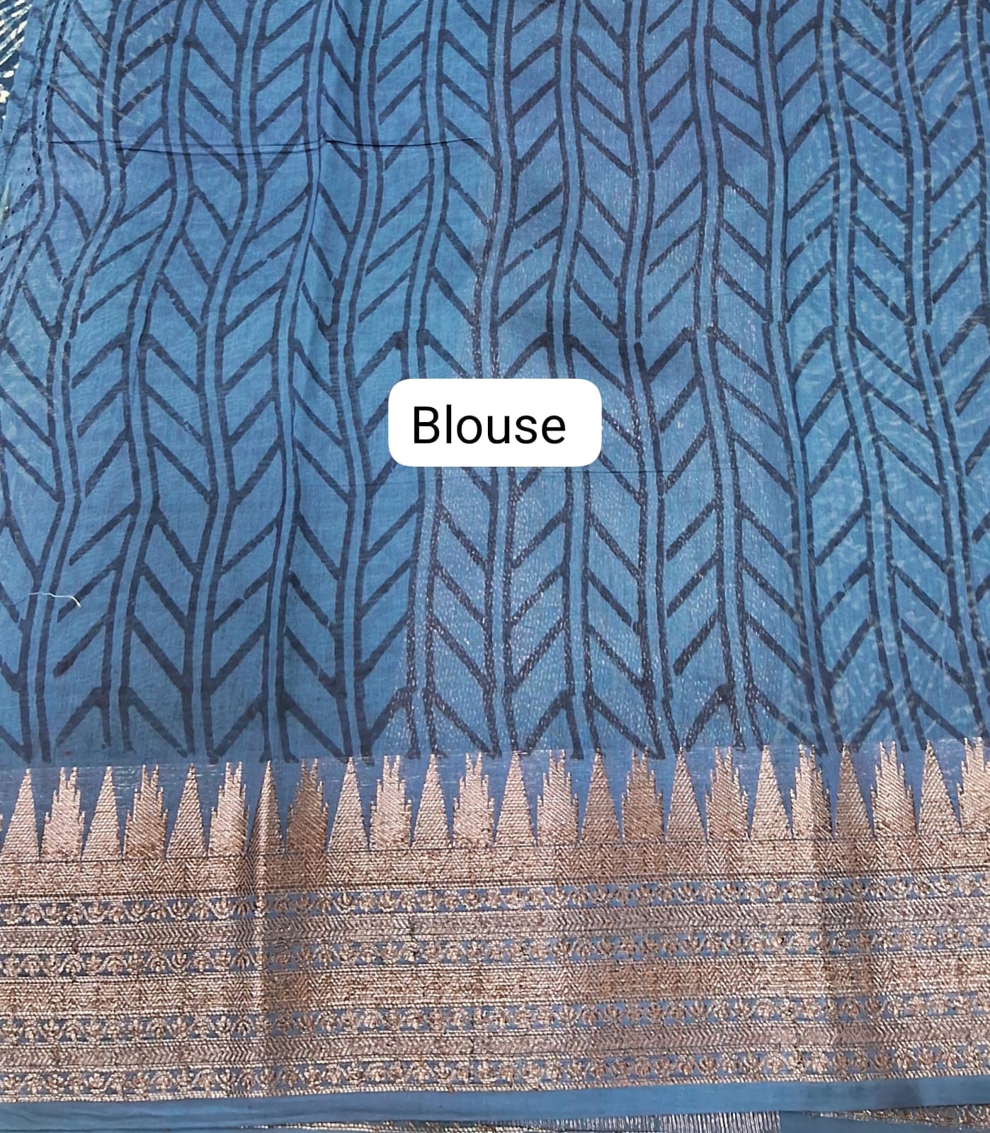 Indigo Blue Chandheri Saree Blouse