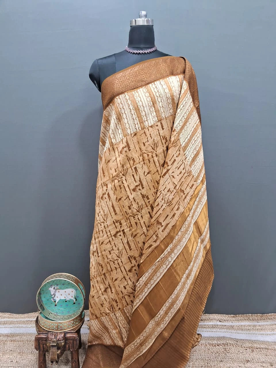 Light brown Chanderi Saree
