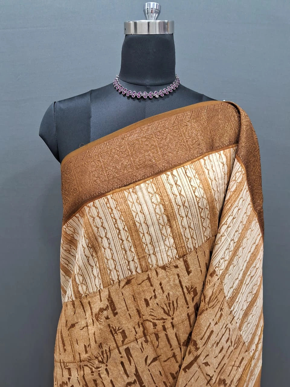 Light brown Chanderi Saree  