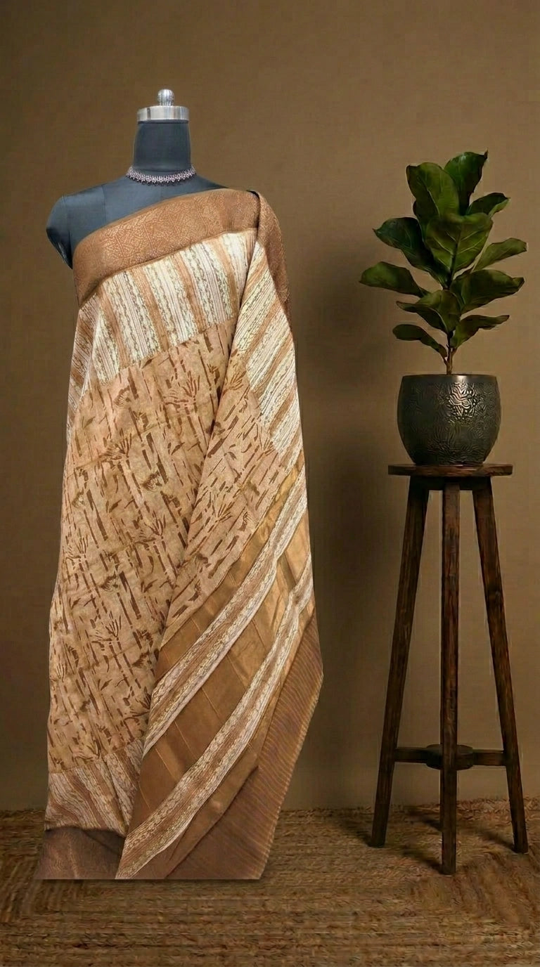 Light brown Chanderi Saree