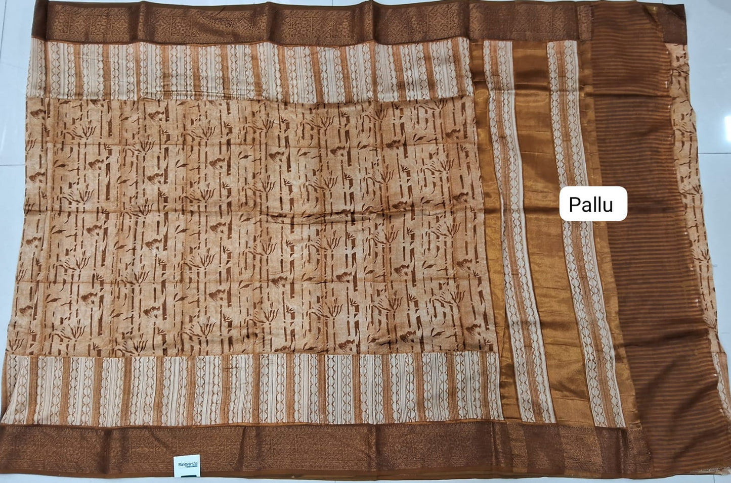 Light brown Chandheri Saree Pallu