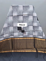 Premium Light Grey Chanderi Saree  pallu