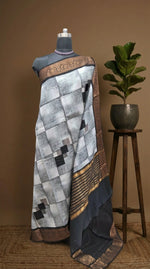 Premium Light Grey Chanderi Saree