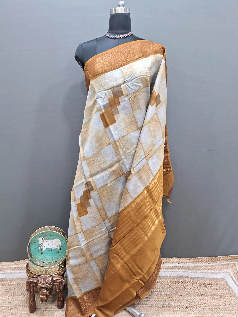 White Chanderi Saree