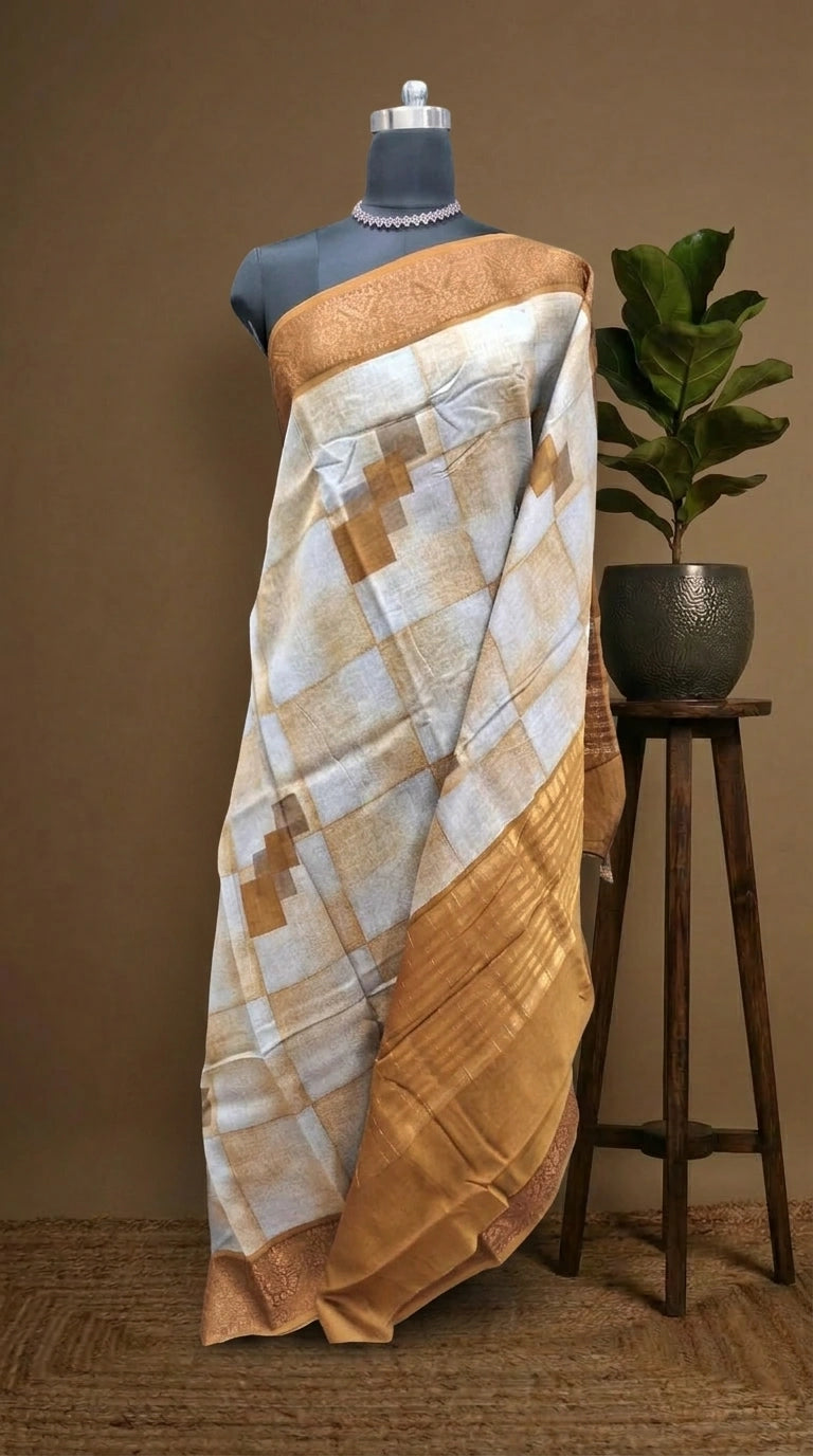 White Chanderi Saree