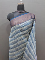 White and blue Chanderi Saree 