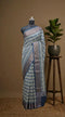 White and blue Chanderi Saree