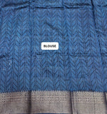 White and blue Chanderi Saree blouse