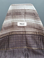 White and Brown Chanderi Saree pallu