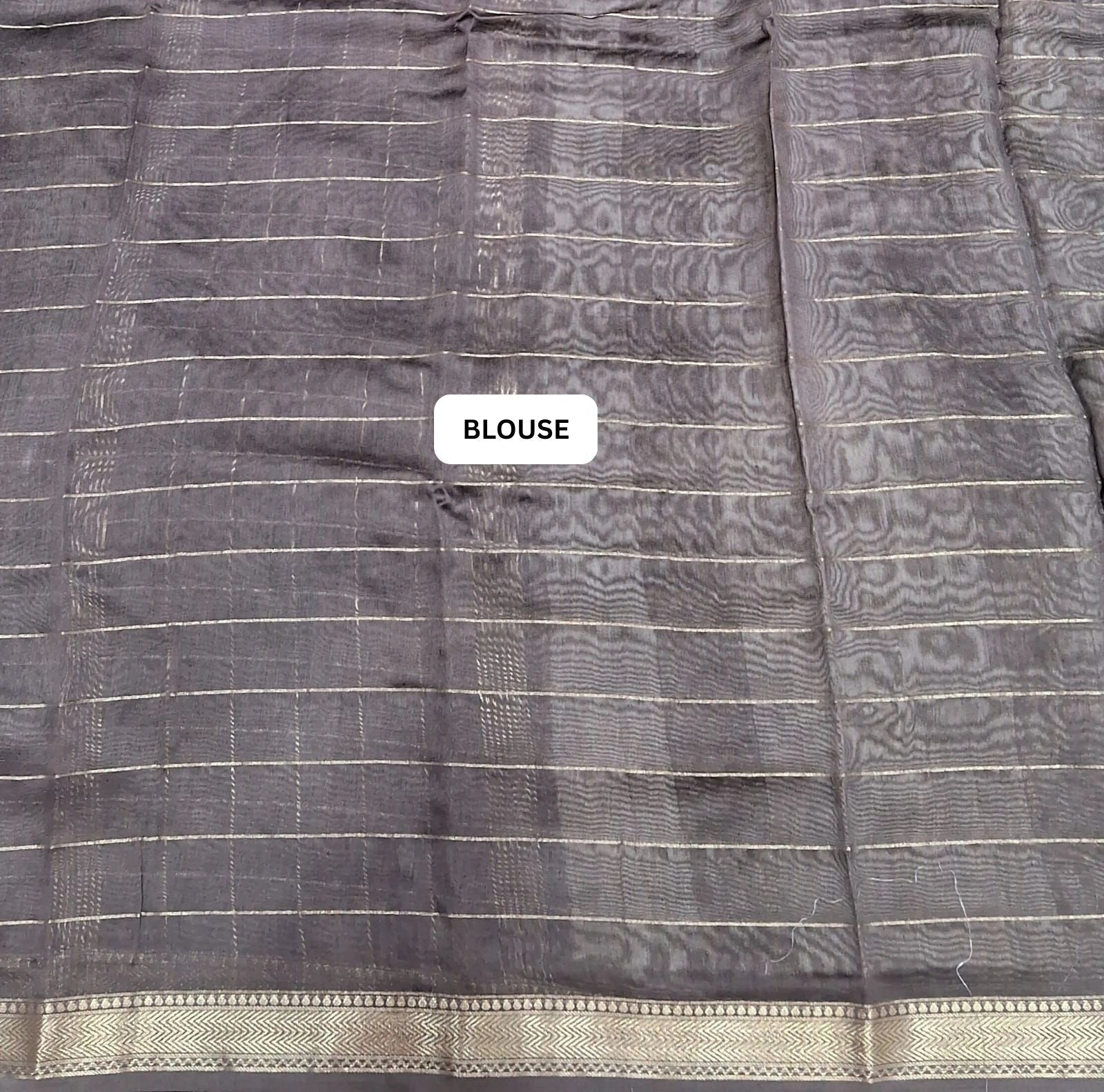 White and Brown Chanderi Saree blouse