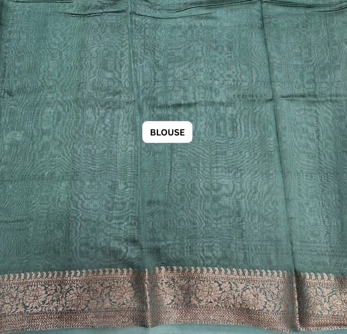 Green and Beige Chanderi Saree bloue