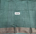 Green and Beige Chanderi Saree bloue